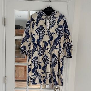 Liza Byrd Navy and Cream Patterned Dress